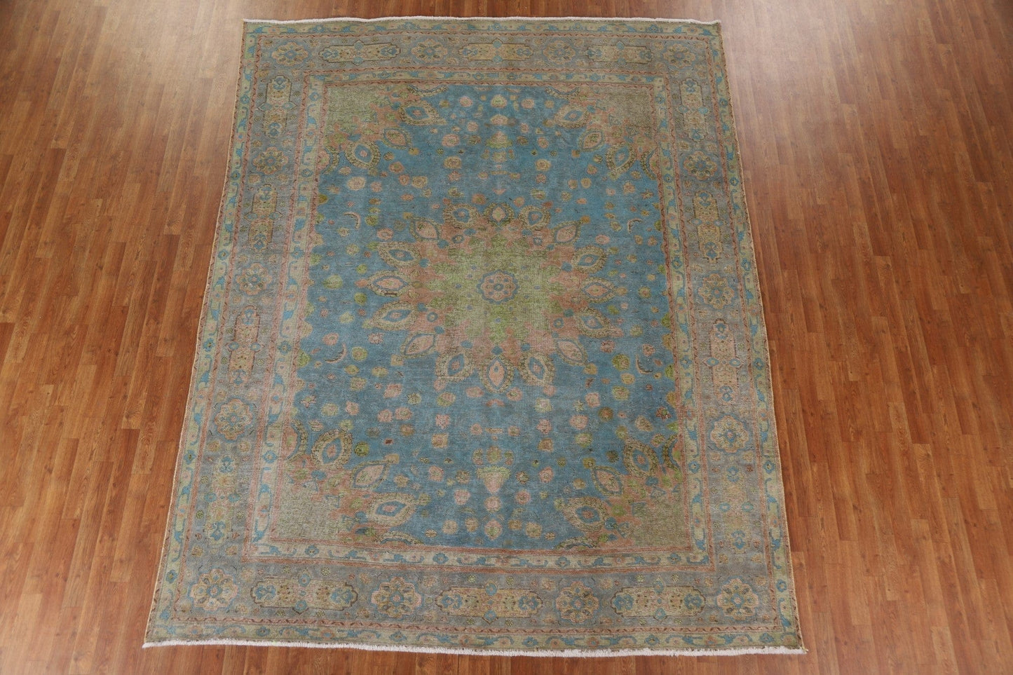 Over-Dyed Blue Tabriz Persian Area Rug 9x11