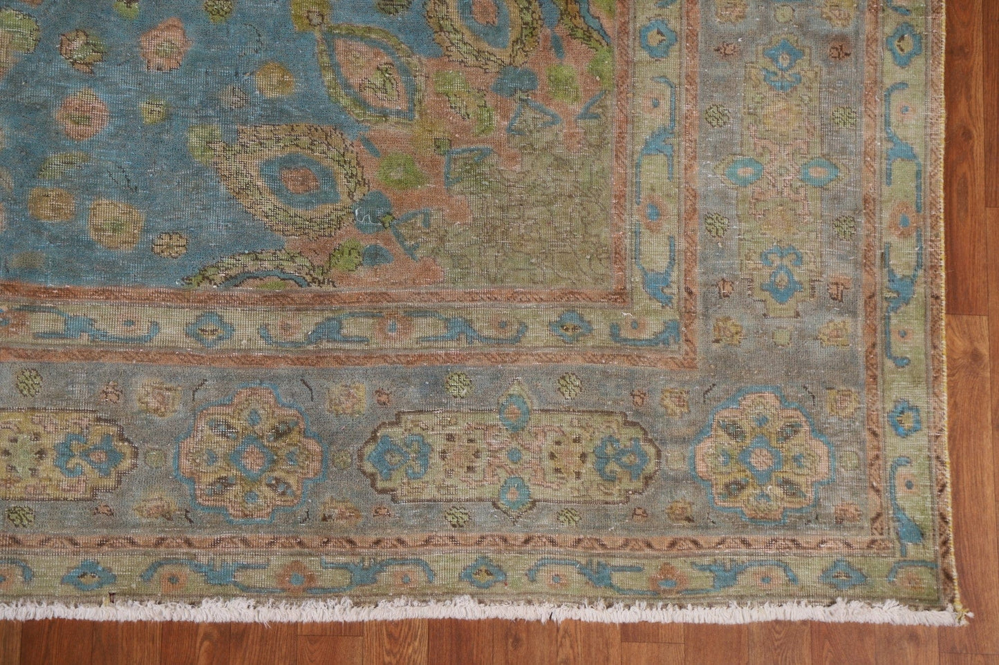 Over-Dyed Blue Tabriz Persian Area Rug 9x11