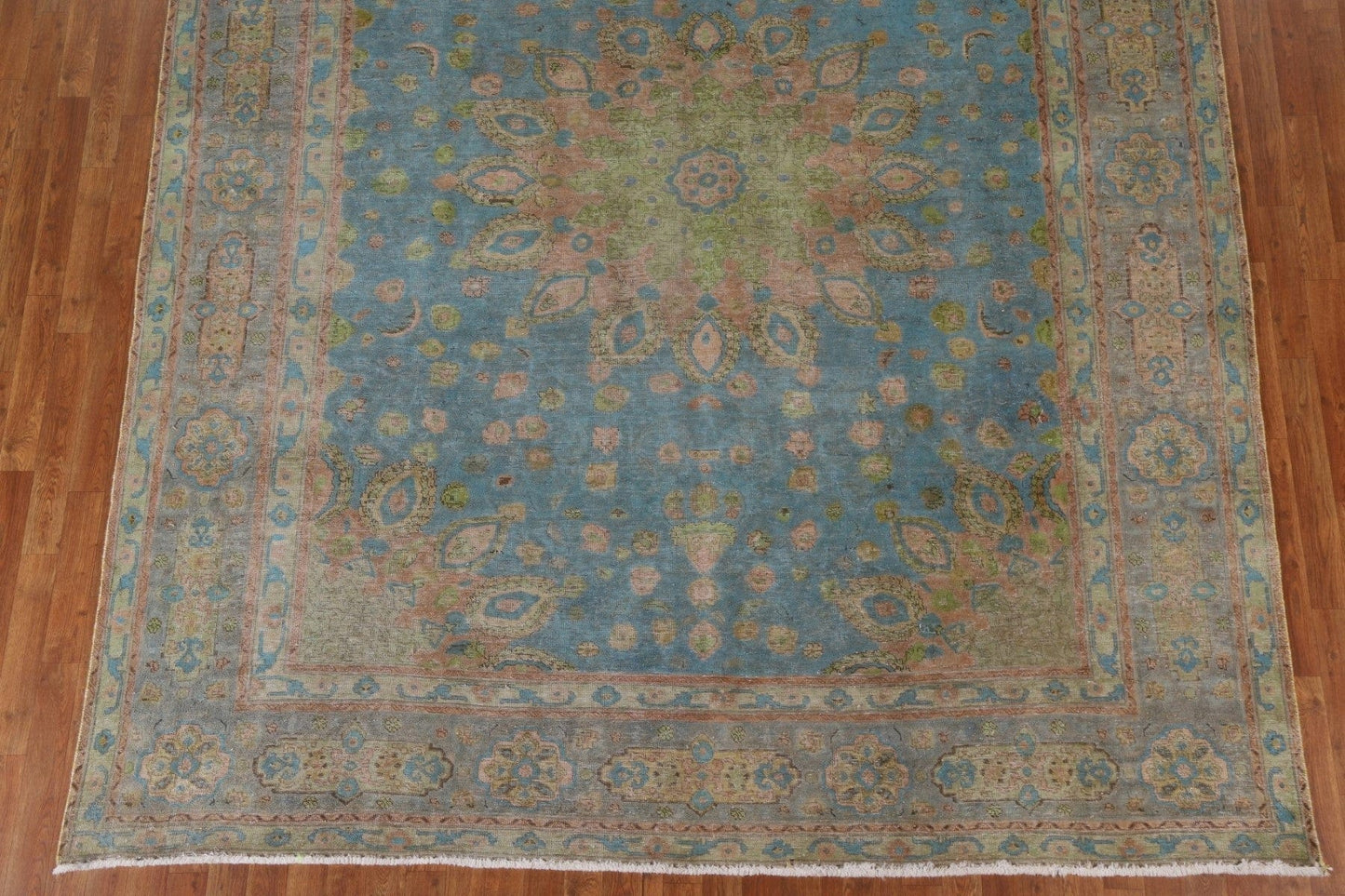 Over-Dyed Blue Tabriz Persian Area Rug 9x11