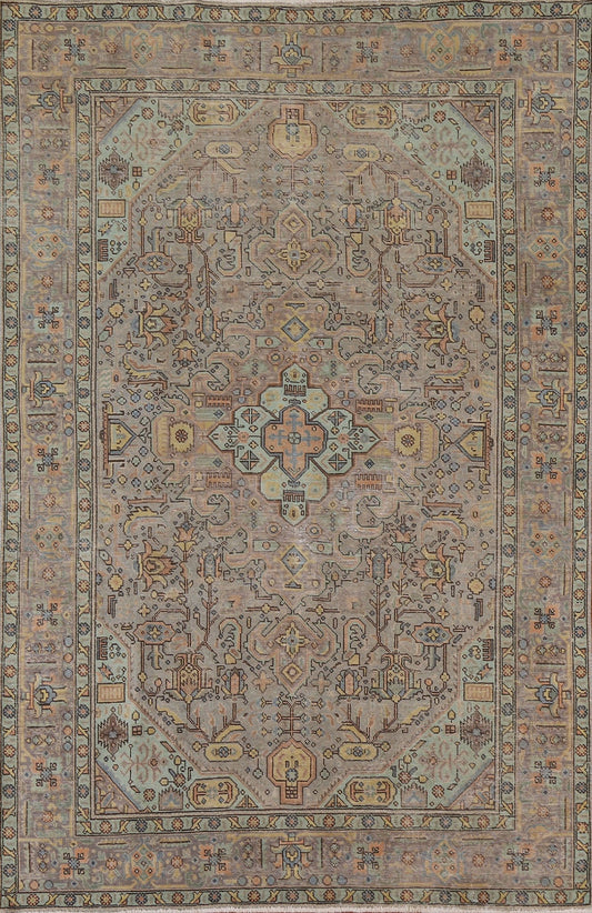 Over-Dyed Geometric Tabriz Persian Area Rug 7x10