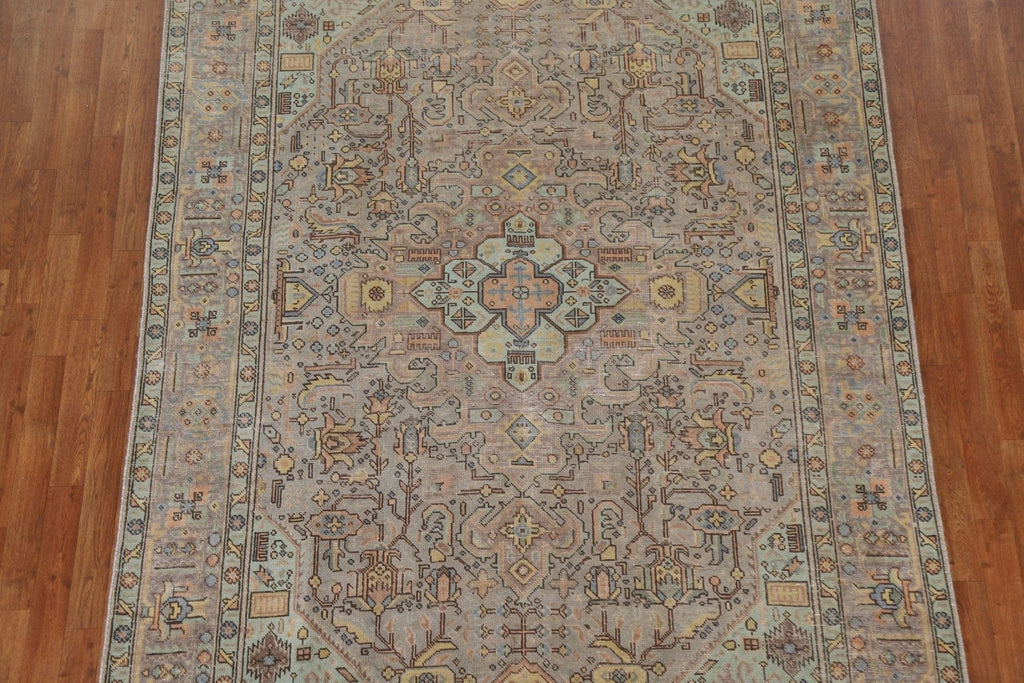 Over-Dyed Geometric Tabriz Persian Area Rug 7x10