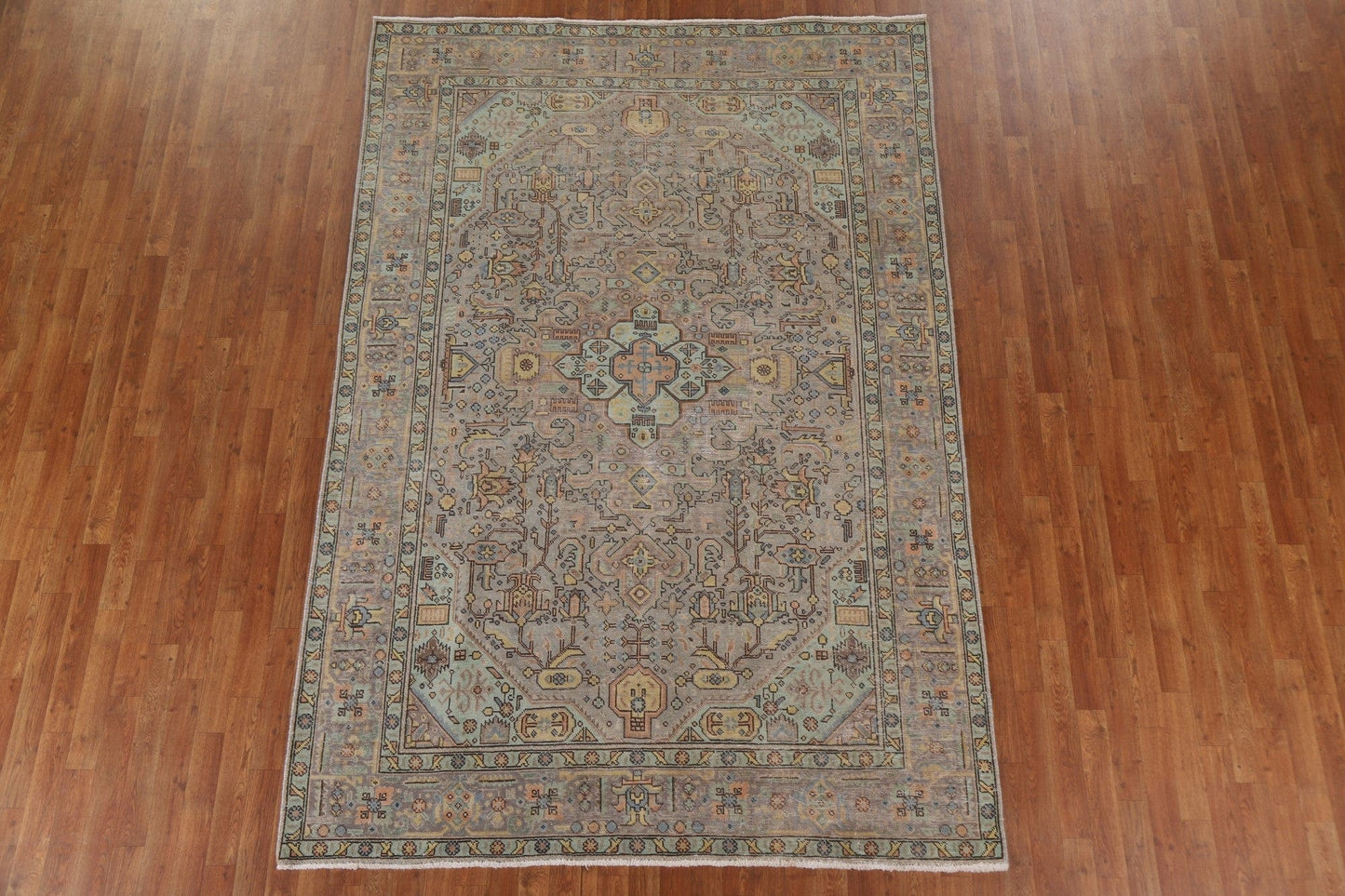 Over-Dyed Geometric Tabriz Persian Area Rug 7x10