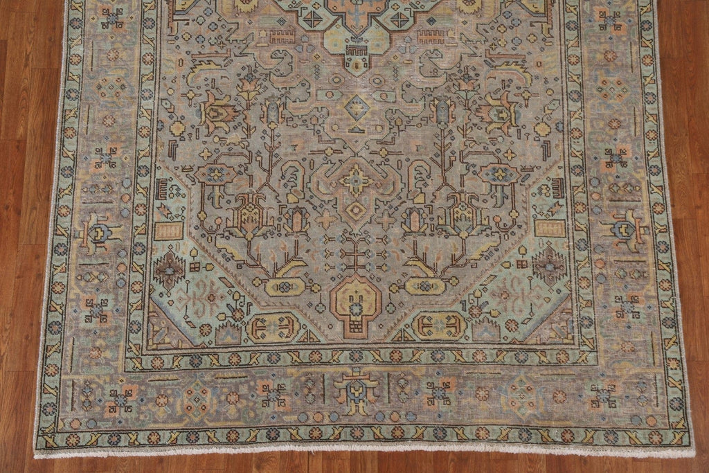 Over-Dyed Geometric Tabriz Persian Area Rug 7x10