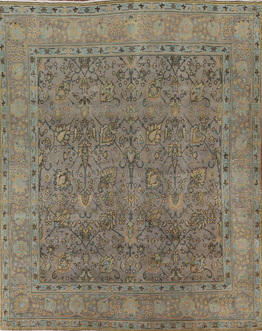 Distressed Over-Dyed Tabriz Persian Area Rug 10x11