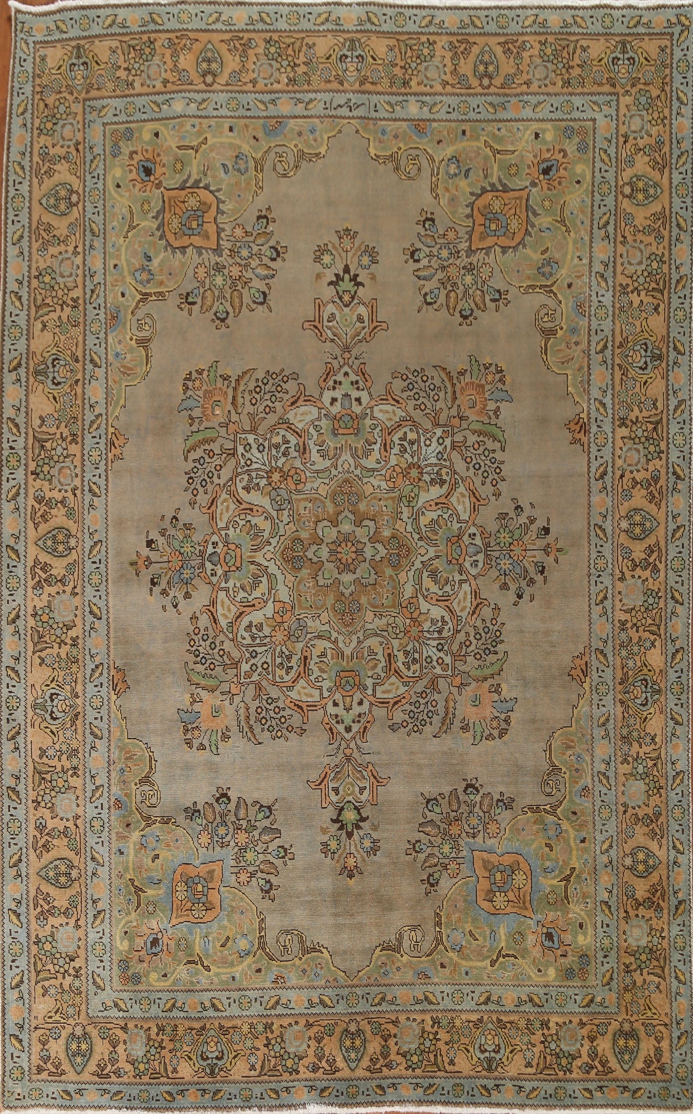 Distressed Over-Dyed Tabriz Persian Area Rug 7x10