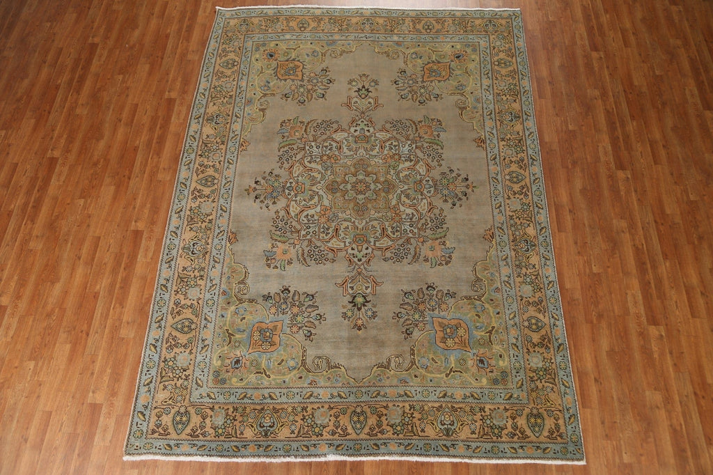 Distressed Over-Dyed Tabriz Persian Area Rug 7x10