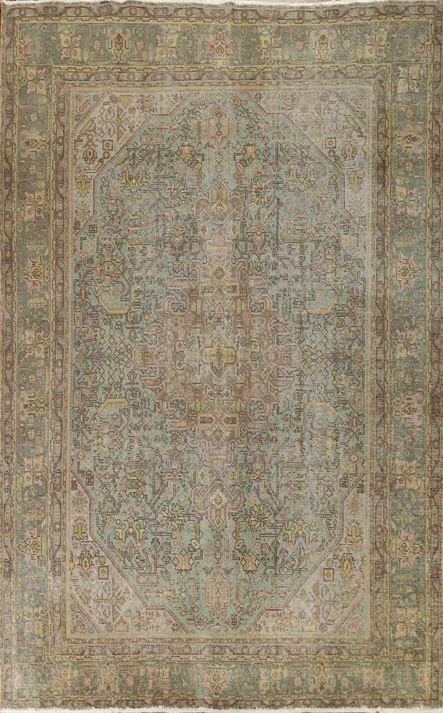 Distressed Over-Dyed Tabriz Persian Area Rug 8x11