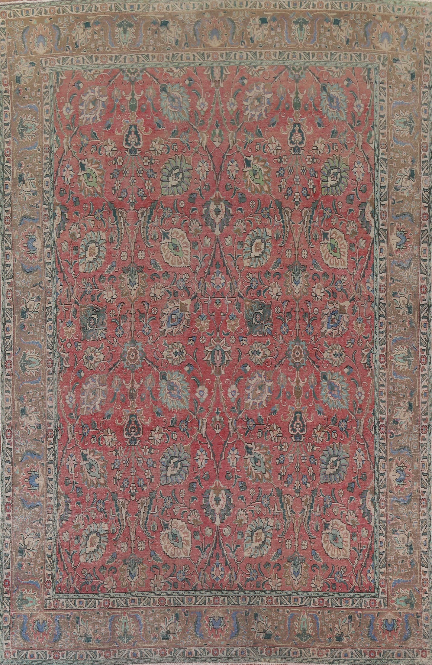 All-Over Floral Tabriz Persian Area Rug 9x13