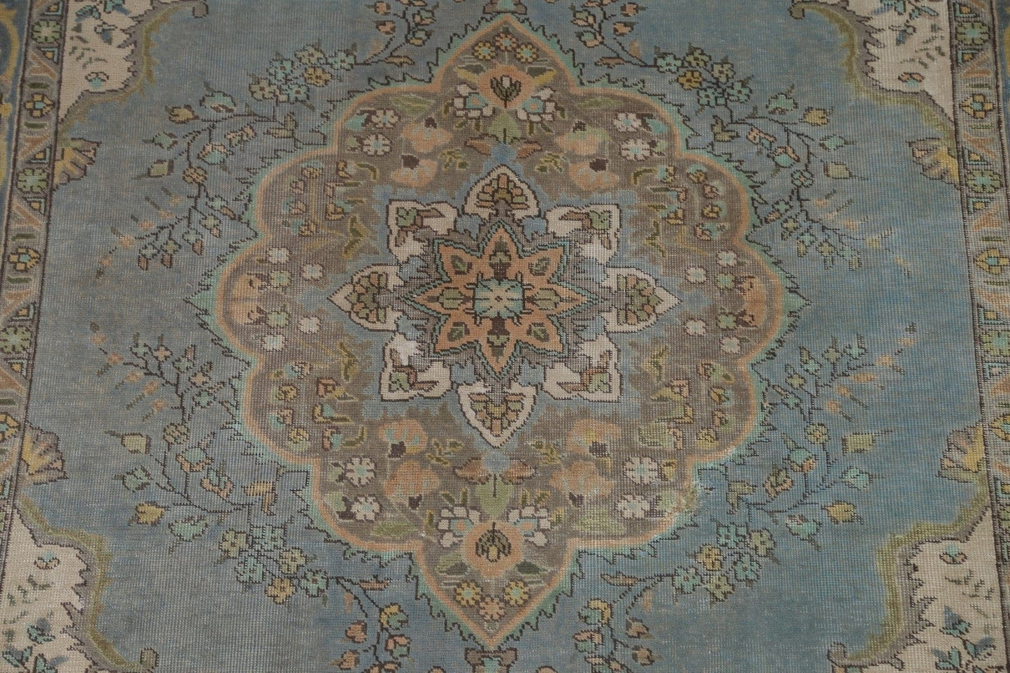 Distressed Over-Dyed Tabriz Persian Area Rug 7x9