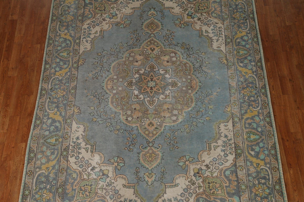 Distressed Over-Dyed Tabriz Persian Area Rug 7x9