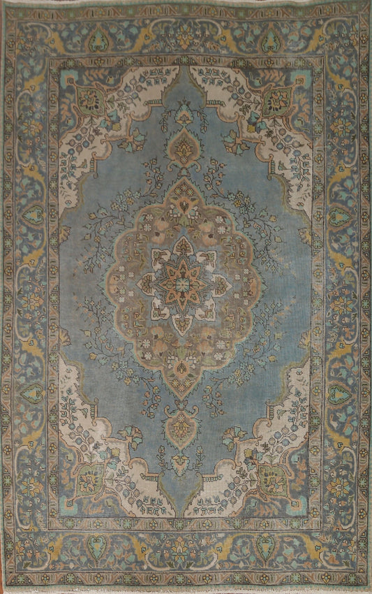 Distressed Over-Dyed Tabriz Persian Area Rug 7x9