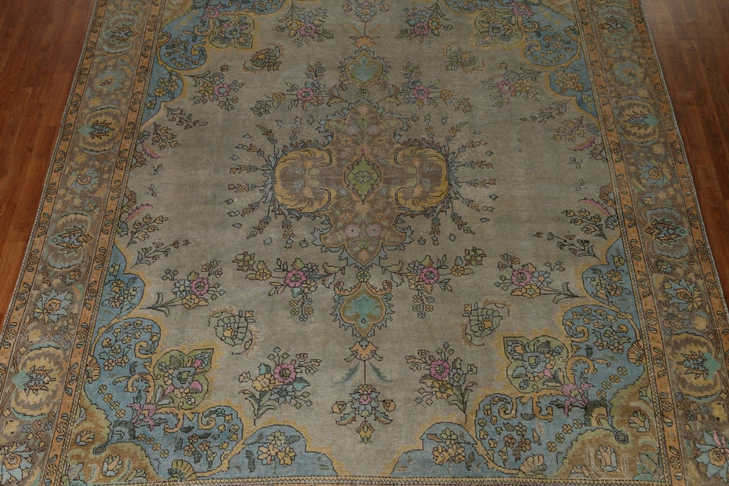 Distressed Over-Dyed Tabriz Persian Area Rug 10x12