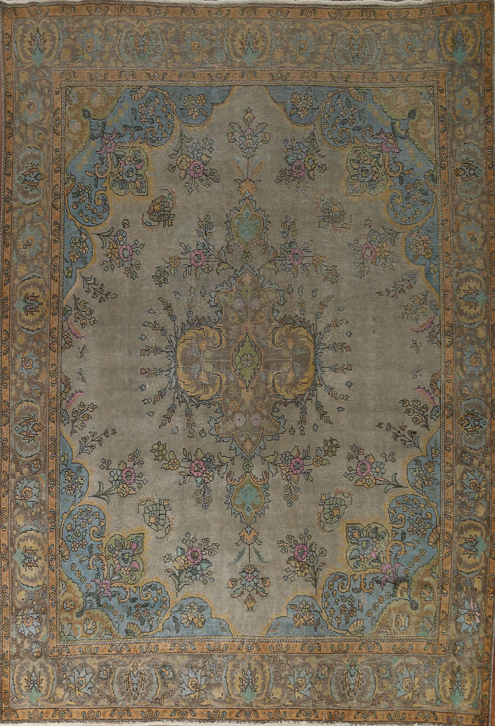 Distressed Over-Dyed Tabriz Persian Area Rug 10x12