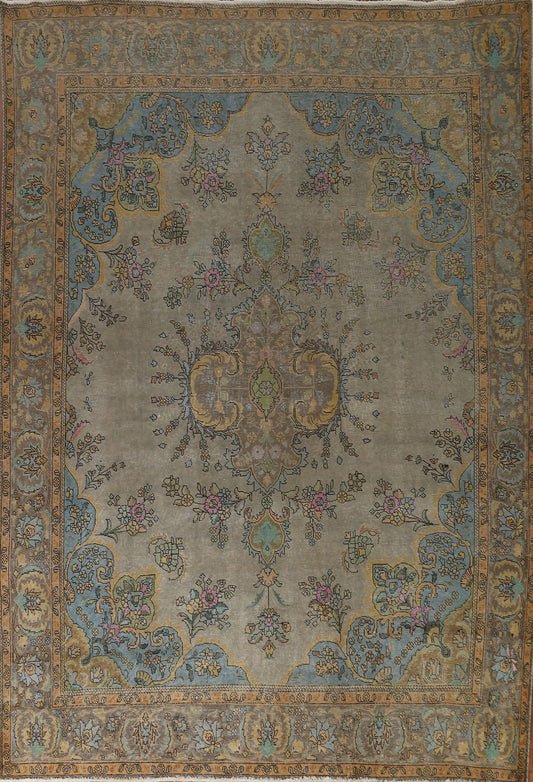 Distressed Over-Dyed Tabriz Persian Area Rug 10x12