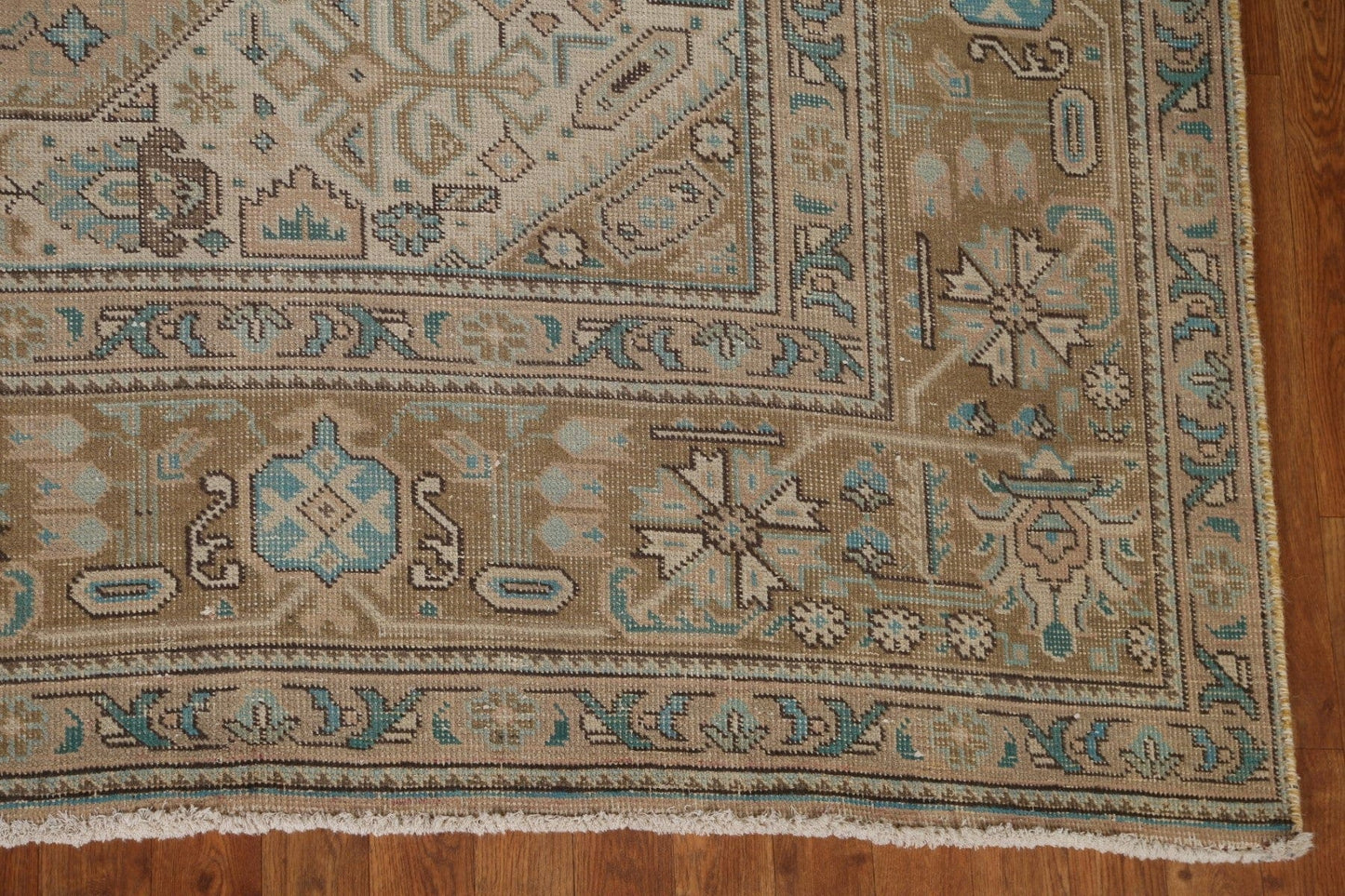 Distressed Geometric Tabriz Persian Area Rug 9x13