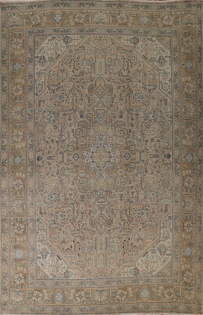 Distressed Geometric Tabriz Persian Area Rug 9x13