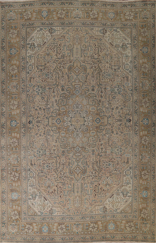 Distressed Geometric Tabriz Persian Area Rug 9x13