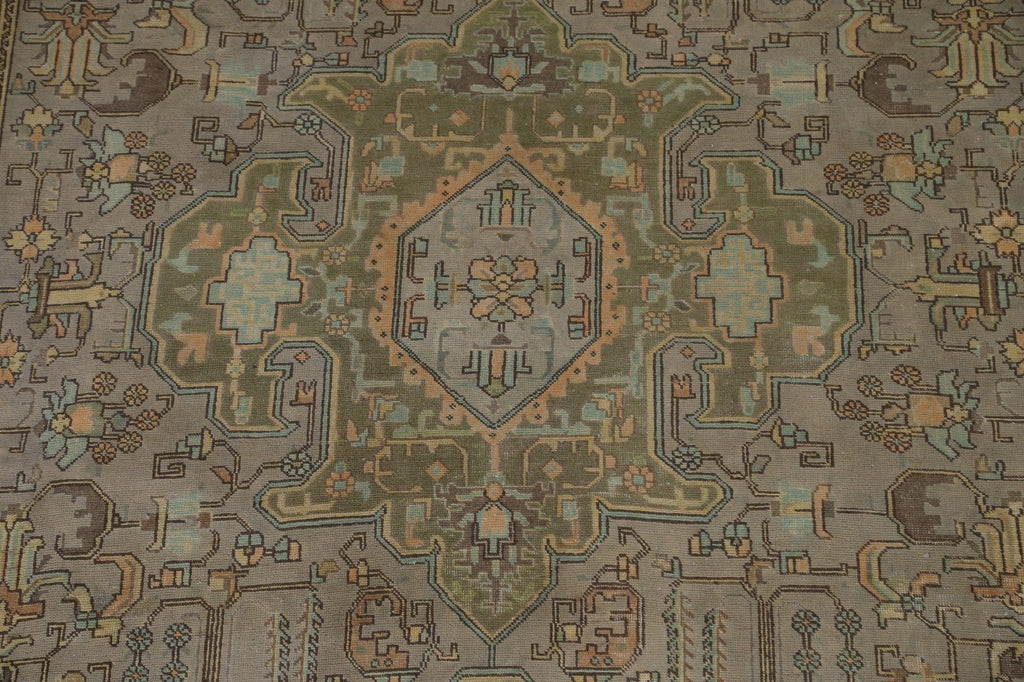 Distressed Geometric Tabriz Persian Area Rug 8x11