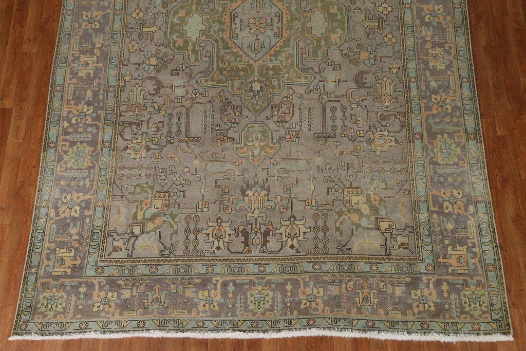 Distressed Geometric Tabriz Persian Area Rug 8x11