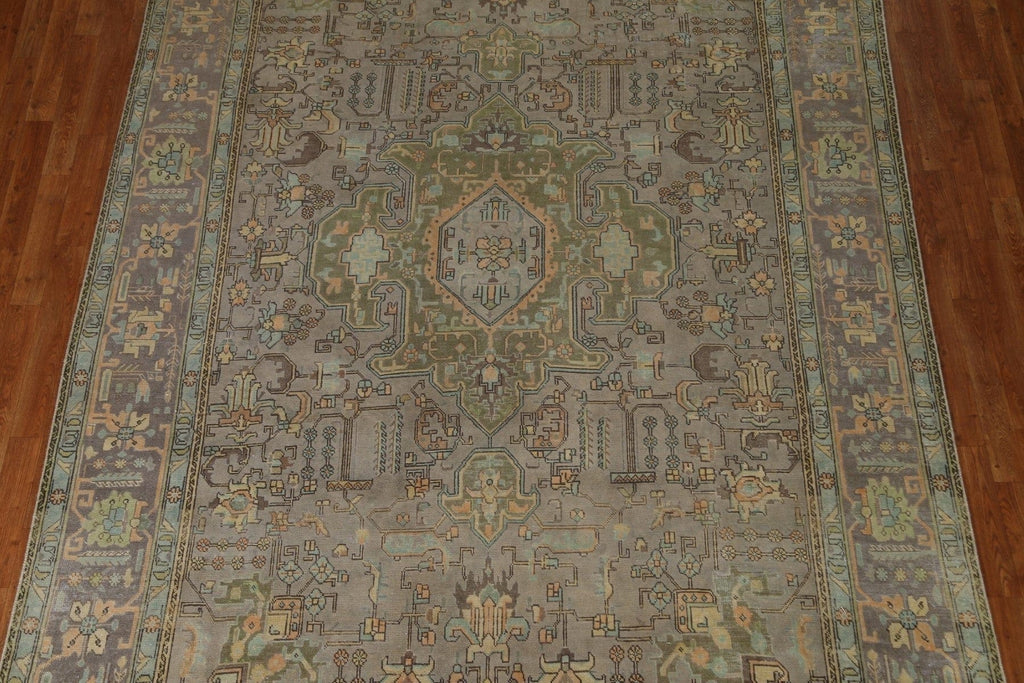 Distressed Geometric Tabriz Persian Area Rug 8x11