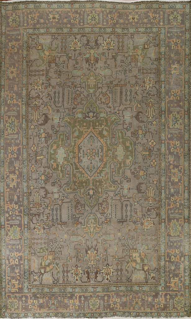 Distressed Geometric Tabriz Persian Area Rug 8x11