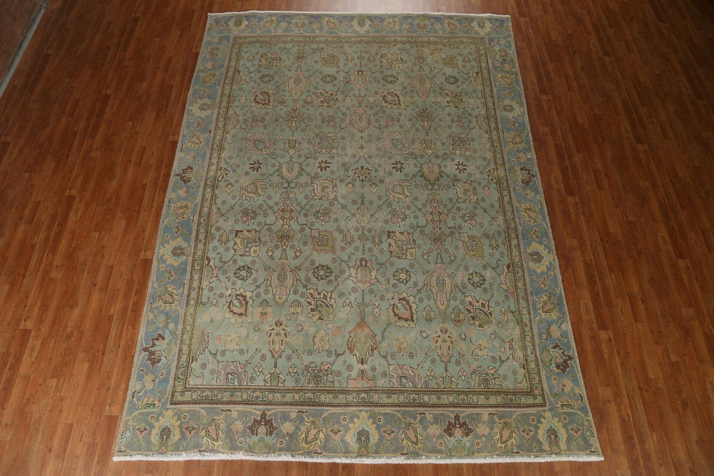 Distressed Over-Dyed Tabriz Persian Area Rug 9x12