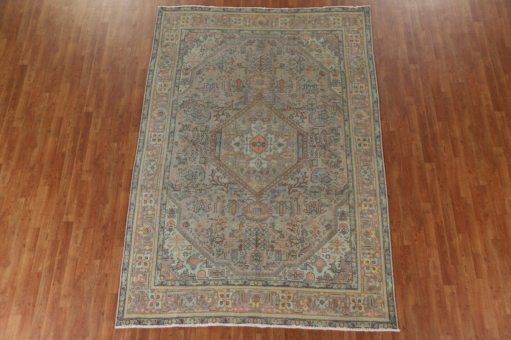 Distressed Over-Dyed Tabriz Persian Area Rug 7x10