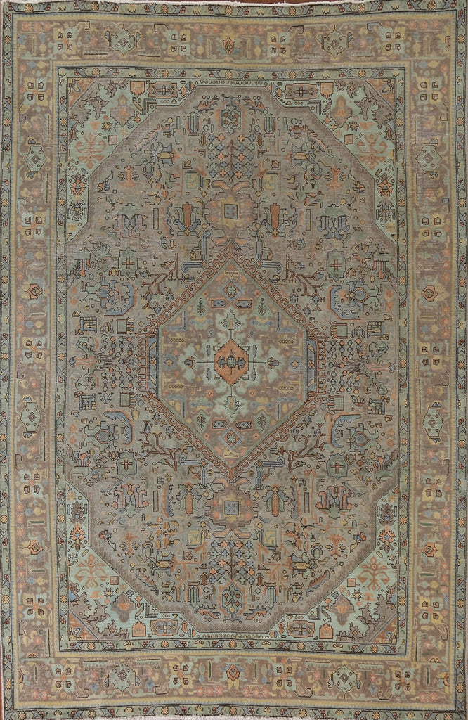 Distressed Over-Dyed Tabriz Persian Area Rug 7x10