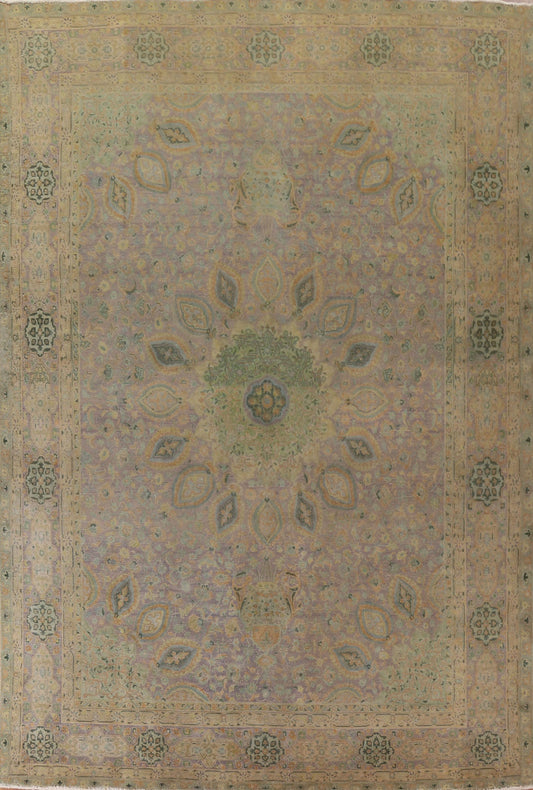 Over-Dyed Distressed Tabriz Persian Area Rug 10x13