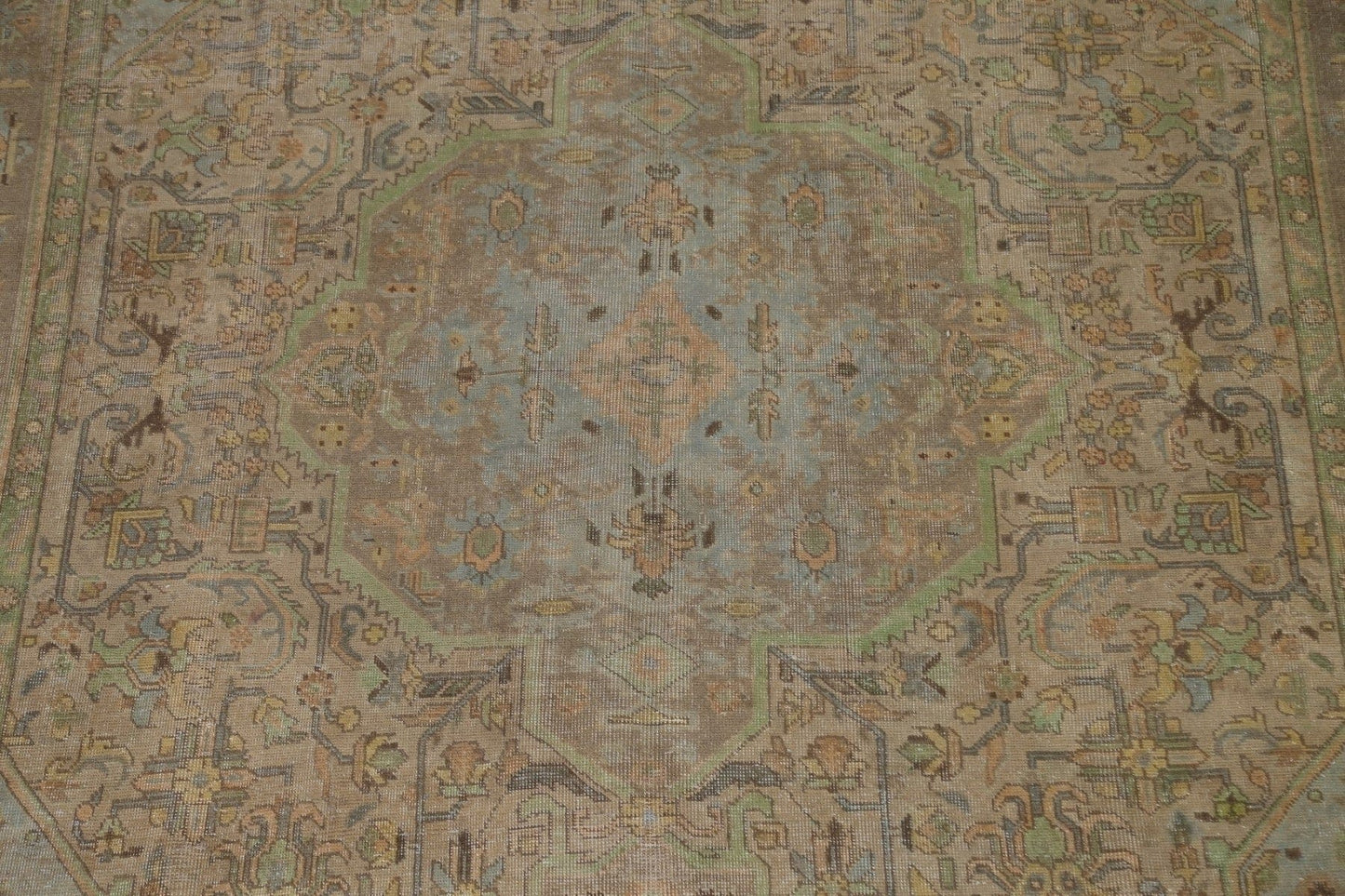 Distressed Geometric Tabriz Persian Area Rug 8x11