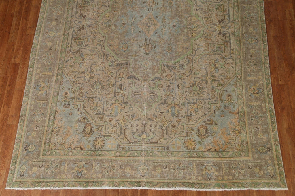 Distressed Geometric Tabriz Persian Area Rug 8x11