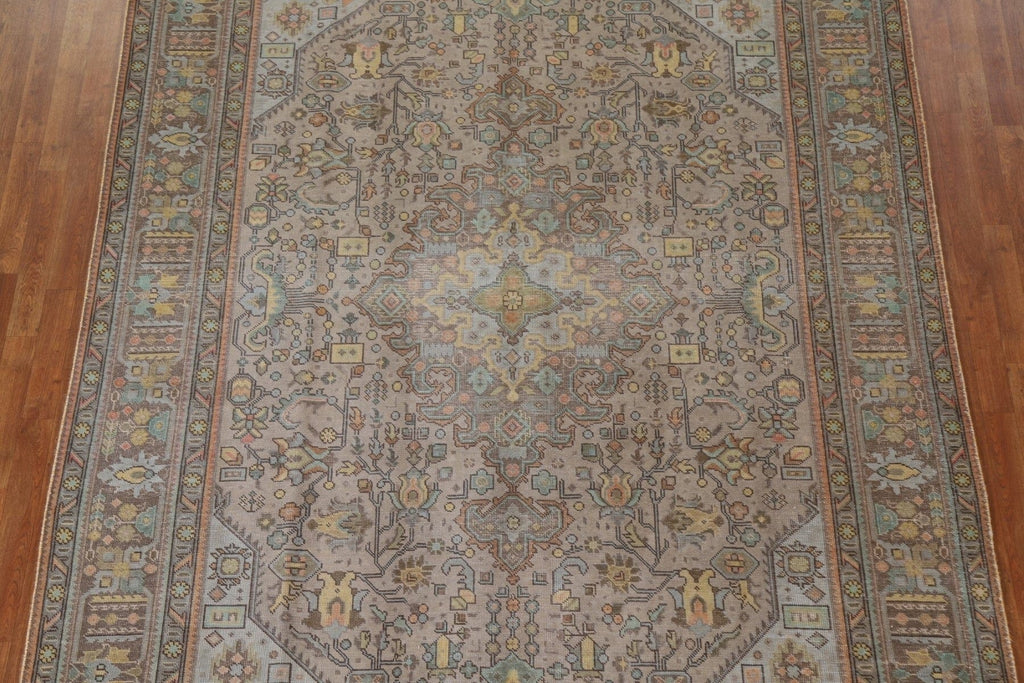 Distressed Geometric Tabriz Persian Area Rug 8x11