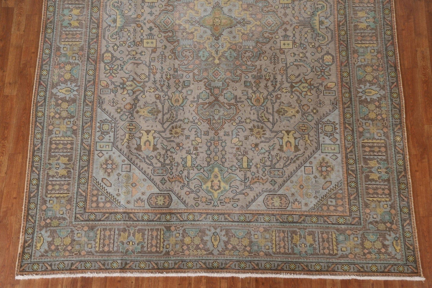 Distressed Geometric Tabriz Persian Area Rug 8x11