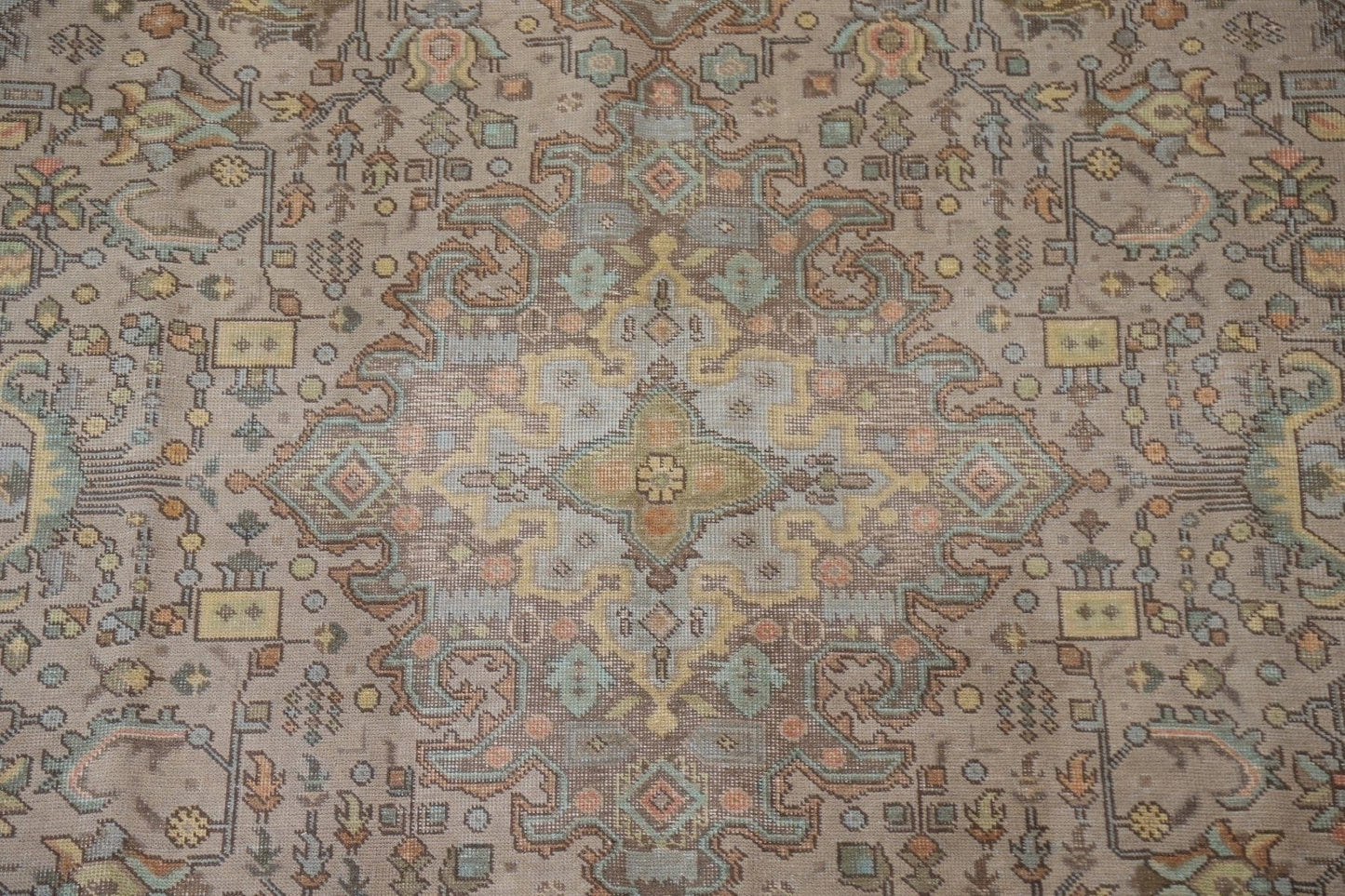 Distressed Geometric Tabriz Persian Area Rug 8x11