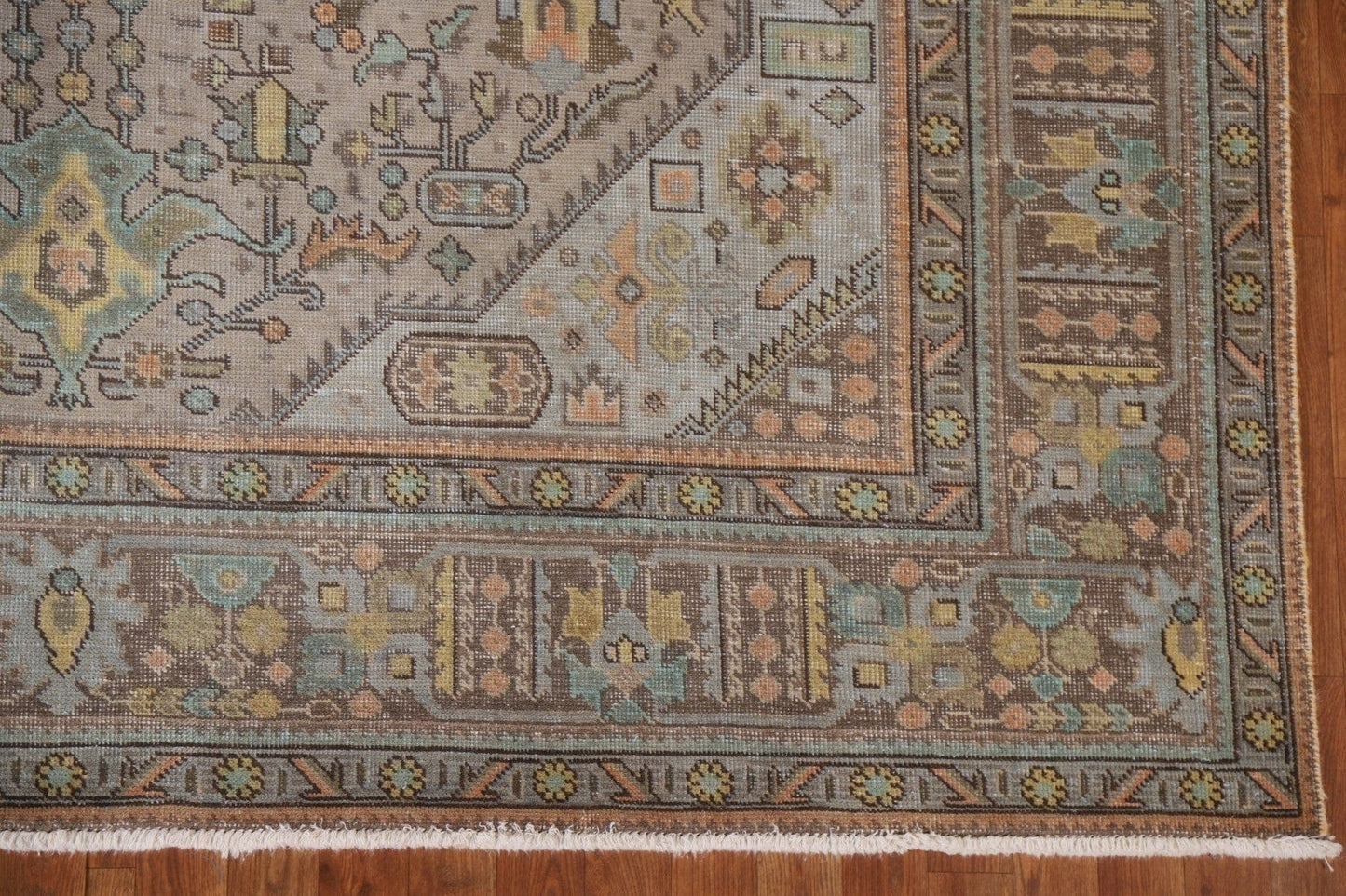 Distressed Geometric Tabriz Persian Area Rug 8x11