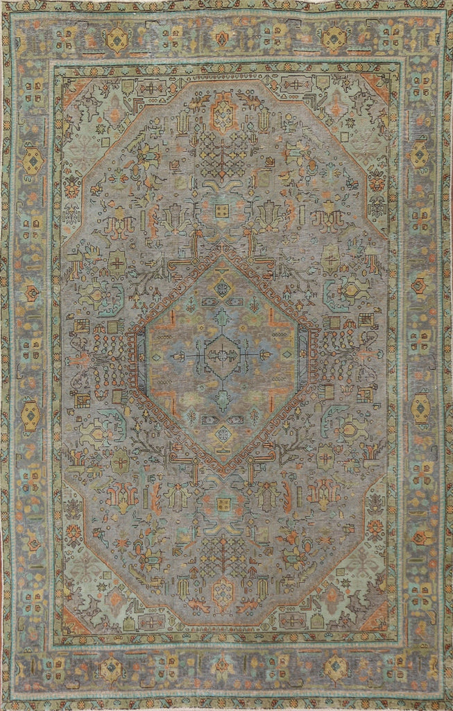 Distressed Over-Dyed Tabriz Persian Area Rug 6x10