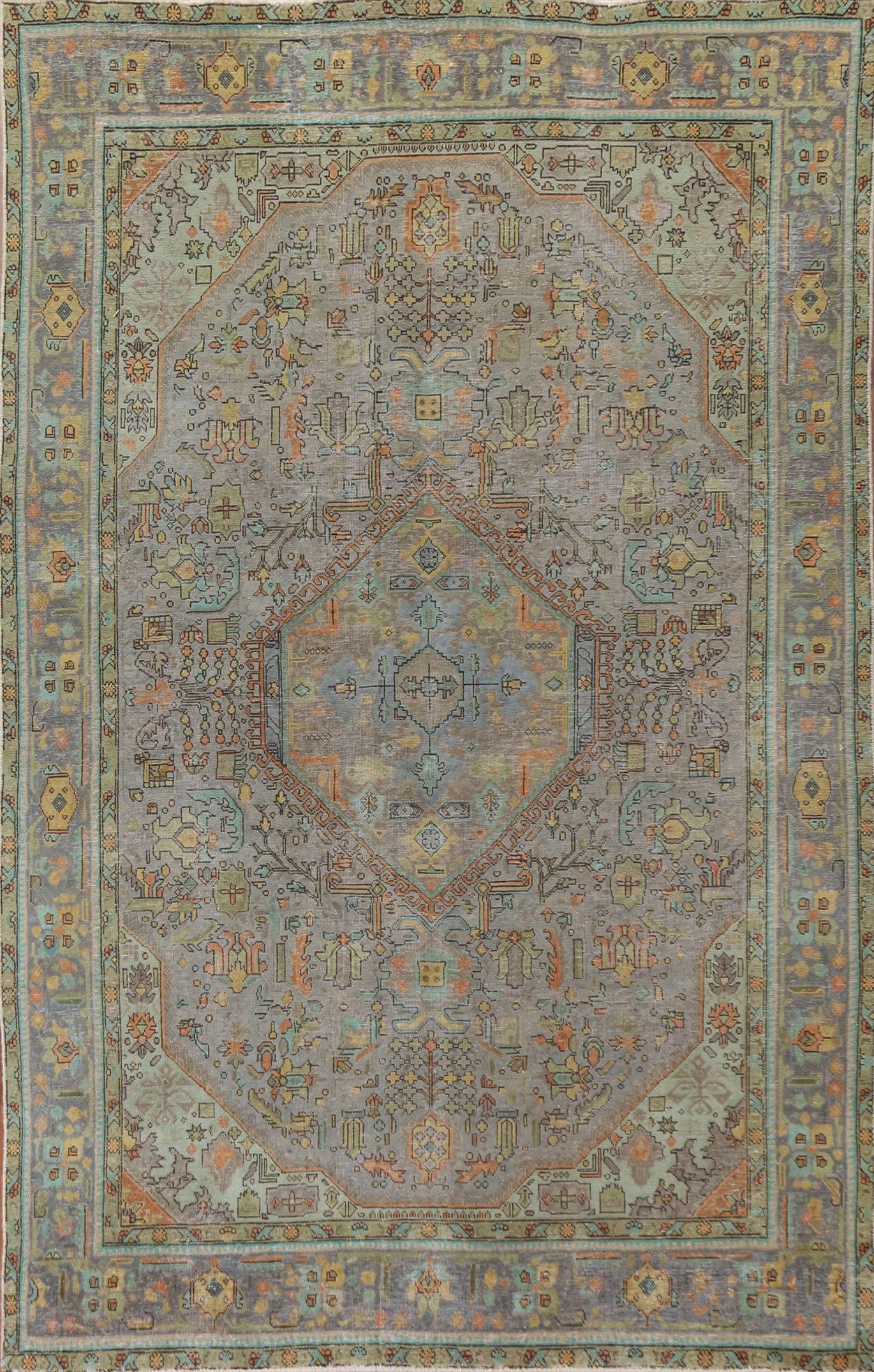 Distressed Over-Dyed Tabriz Persian Area Rug 6x10