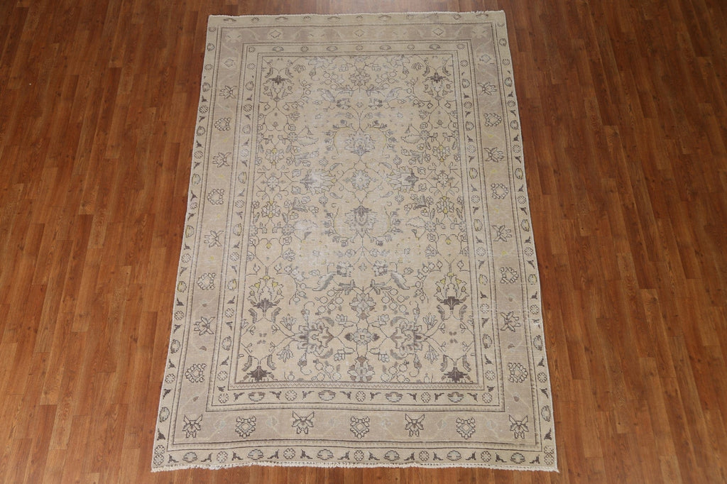 Distressed Tabriz Persian Area Rug 6x9