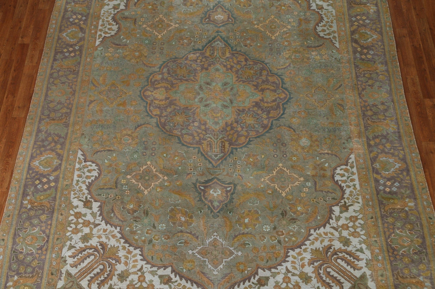 Distressed Over-Dyed Tabriz Persian Area Rug 9x12