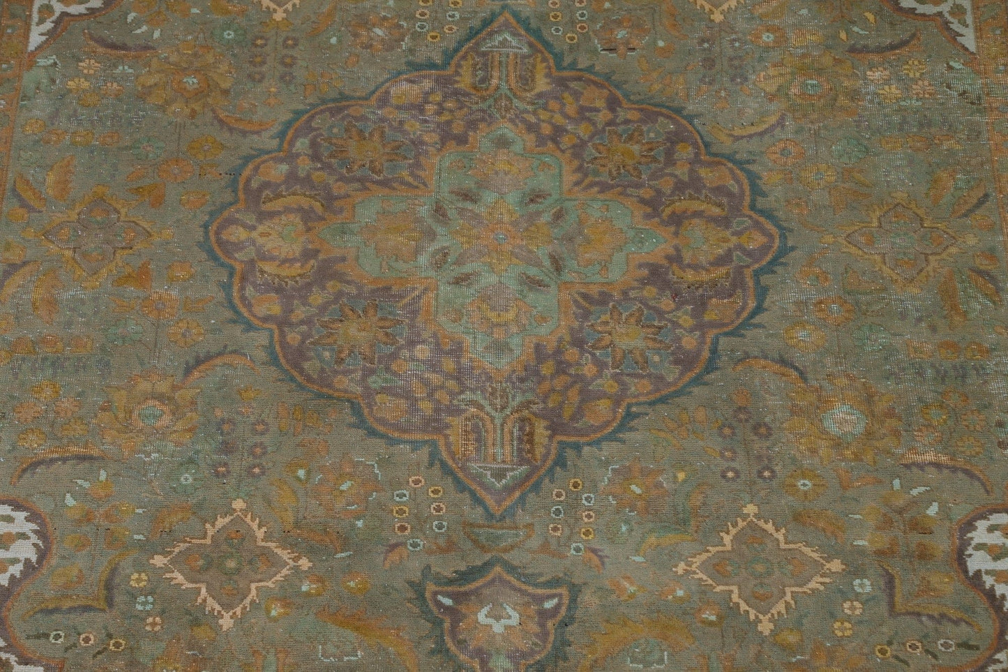 Distressed Over-Dyed Tabriz Persian Area Rug 9x12