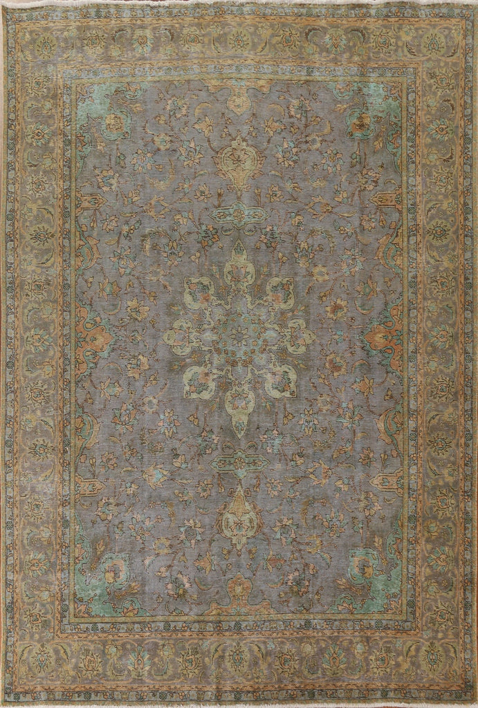 Distressed Over-Dyed Tabriz Persian Area Rug 10x12