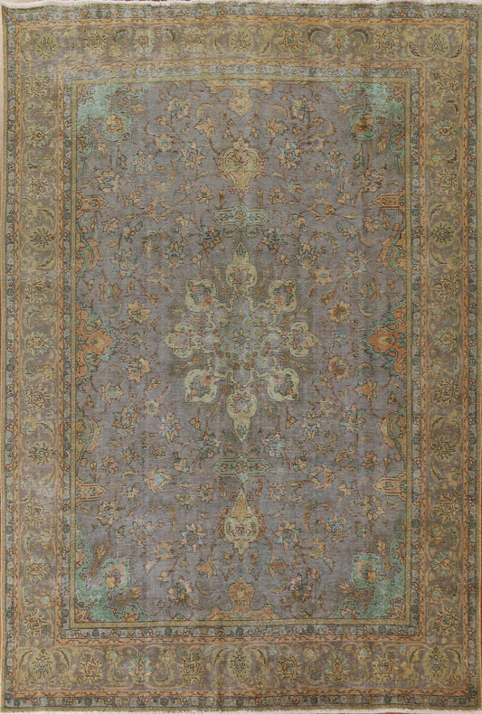 Distressed Over-Dyed Tabriz Persian Area Rug 10x12