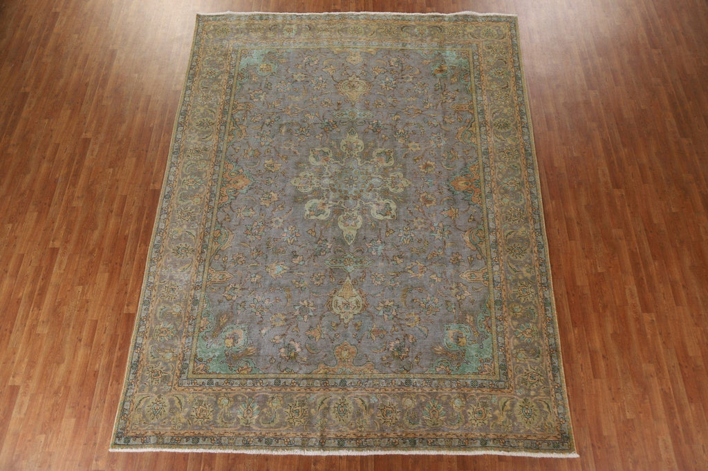 Distressed Over-Dyed Tabriz Persian Area Rug 10x12