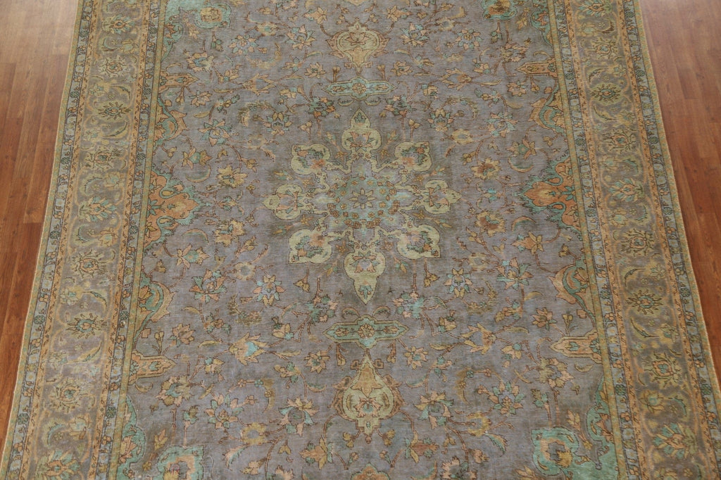 Distressed Over-Dyed Tabriz Persian Area Rug 10x12