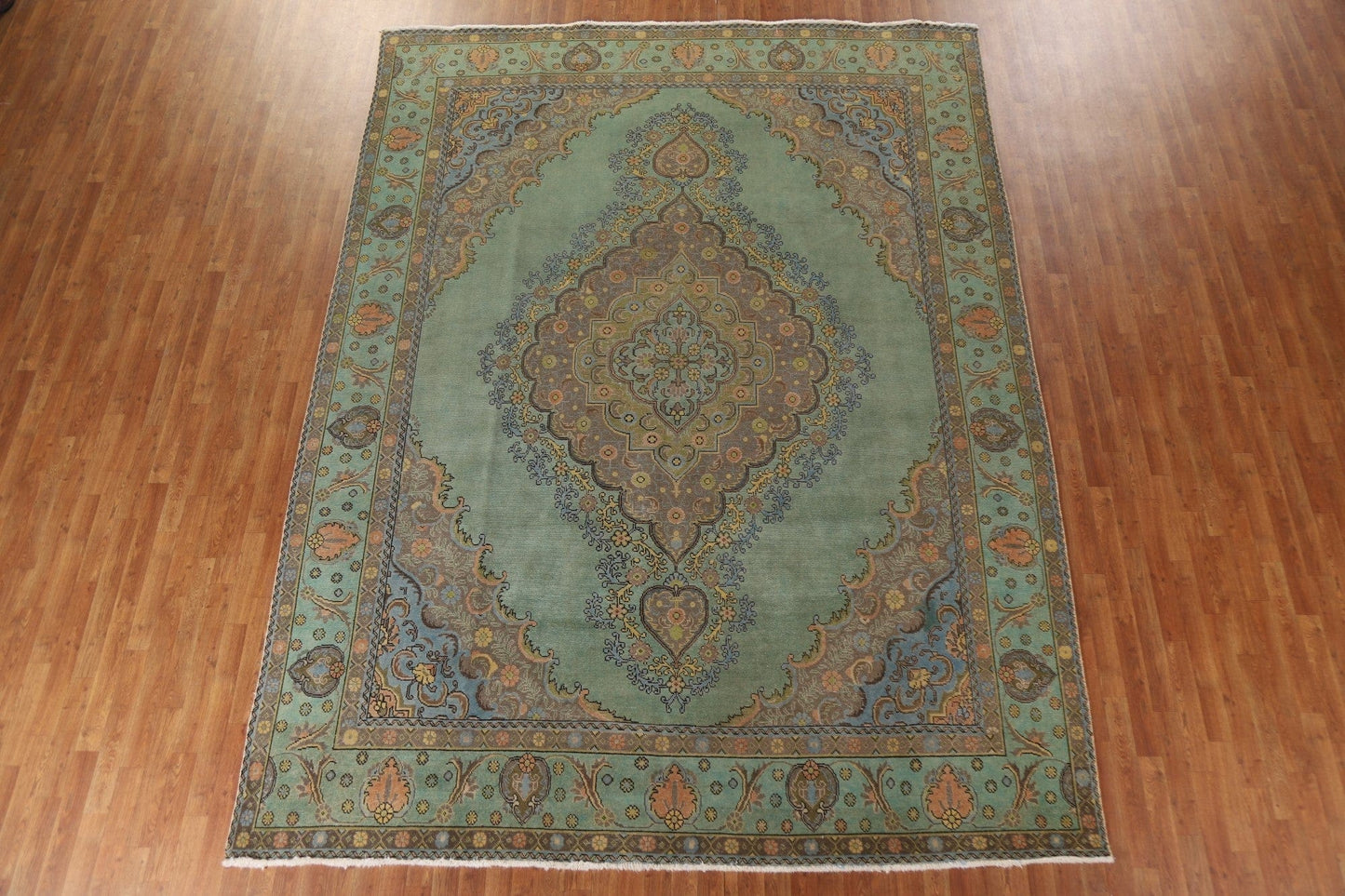 Distressed Over-Dyed Tabriz Persian Area Rug 10x13