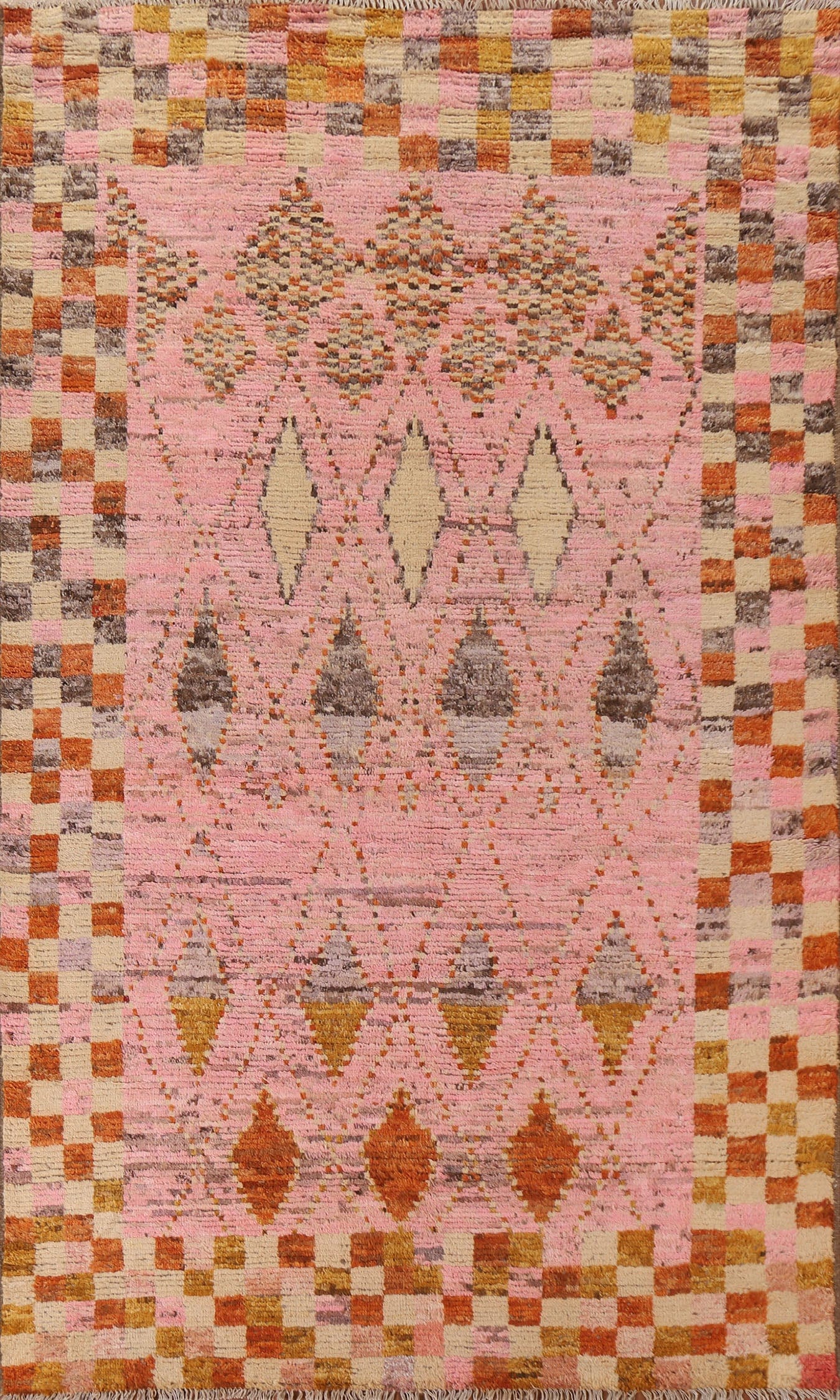 Pink Moroccan Wool Area Rug 7x10