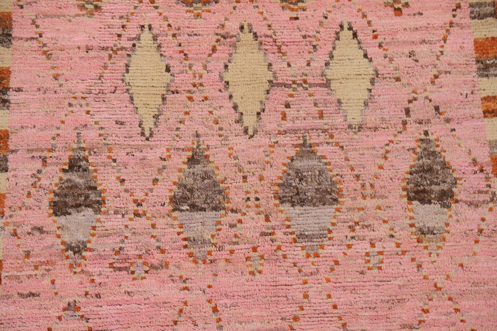 Pink Moroccan Wool Area Rug 7x10