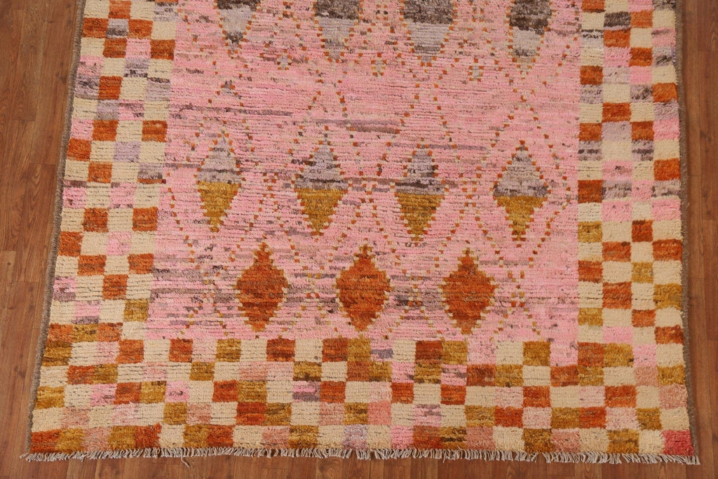 Pink Moroccan Wool Area Rug 7x10