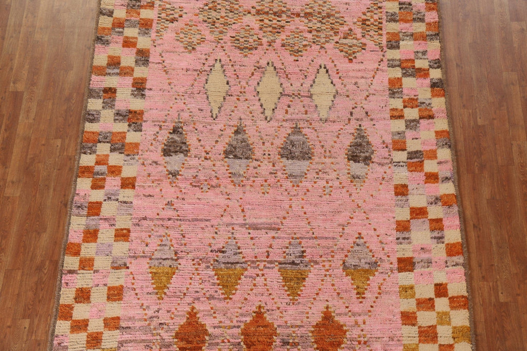 Pink Moroccan Wool Area Rug 7x10