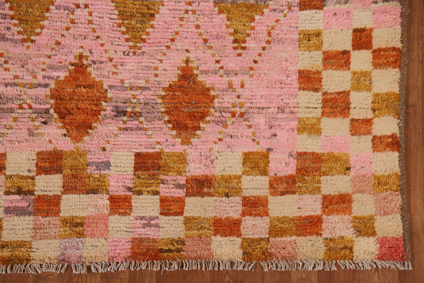 Pink Moroccan Wool Area Rug 7x10